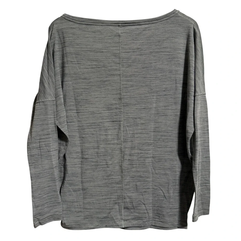 Athleta Womens XXS Grey Space Dye Long Sleeve Boat Neck Relaxed Top - Picture 4 of 4